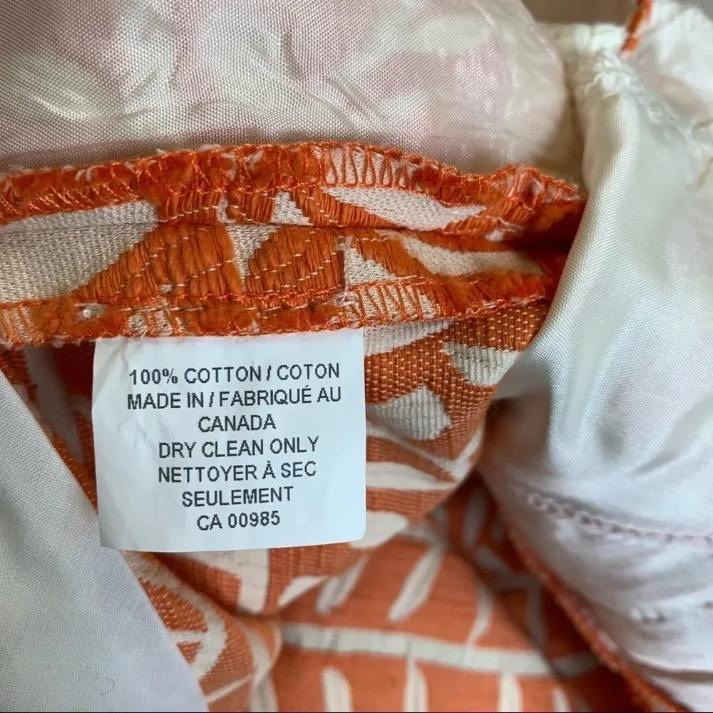 Holt Renfrew Orange & Cream Embroidered Cotton Mini Skirt Size 0 boho